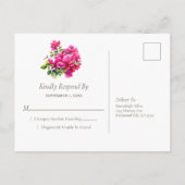マゼンタワイルドバラRSVP インビテーションポストカード (裏面)