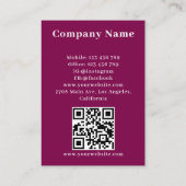 マゼンタワインアルバムカバーフォトQRコード 名刺 (裏面)