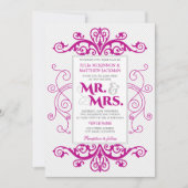 マゼンタヴィンテージはミセスと渦巻結婚く 招待状 (正面)