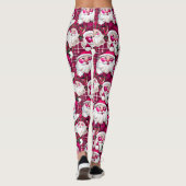 マゼンタヴィンテージサンタクロースタータンチェック格子模様クリスマス レギンス (裏面)