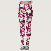 マゼンタヴィンテージサンタクロースタータンチェック格子模様クリスマス レギンス (正面)