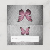 マゼンタヴィンテージバタフライダマスク披露宴 プレイスカード (外部開封)