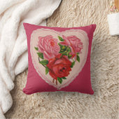 マゼンタヴィンテージバラハートバレンタイン クッション (ブランケット)