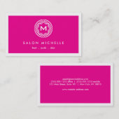 マゼンタ上の装飾イニシャルロゴ 名刺 (正面/裏面)