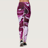 マゼンタ大理石のテクスチャ:抽象流動アート レギンス (裏面)