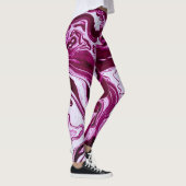 マゼンタ大理石のテクスチャ:抽象流動アート レギンス (右)