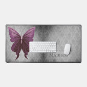 マゼンタ宝石飾バタフライダマスク デスクマット (キーボード&マウス)