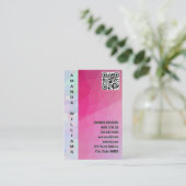 マゼンタ幾何学模様 | QRコード名刺 名刺 (スタンド正面)