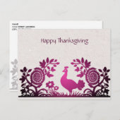 マゼンタ感謝祭トルコフローラはがき ポストカード (正面/裏面)