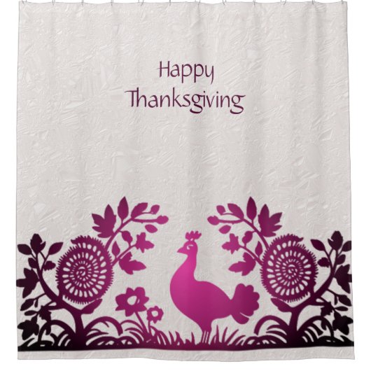 マゼンタ感謝祭トルコフローラシャワーカーテン シャワーカーテン (正面)
