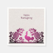 マゼンタ感謝祭トルコフローラナプキン スタンダードカクテルナプキン (正面)