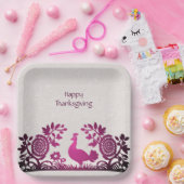 マゼンタ感謝祭トルコフローラ紙プレート ペーパープレート (パーティー)