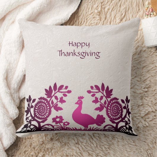 マゼンタ感謝祭トルコフローラ装飾用クッション クッション (ブランケット)
