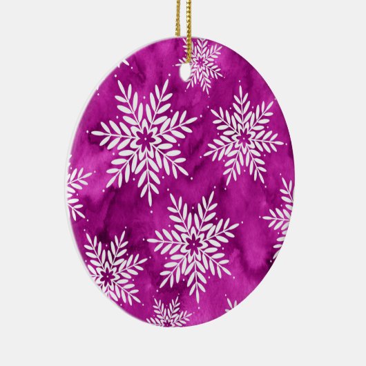 マゼンタ抽象芸術水カラーの雪片 セラミックオーナメント (右)