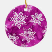 マゼンタ抽象芸術水カラーの雪片 セラミックオーナメント (正面)