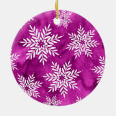 マゼンタ抽象芸術水カラーの雪片 セラミックオーナメント (裏面)