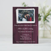 マゼンタ木製写真ブライダルシャワー招待状 招待状 (スタンド正面)