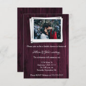 マゼンタ木製写真ブライダルシャワー招待状 招待状 (正面/裏面)