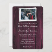 マゼンタ木製写真結婚式招待状 招待状 (正面)