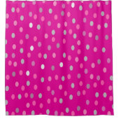 マゼンタ水玉模様 シャワーカーテン (正面)