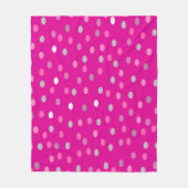マゼンタ水玉模様 フリースブランケット (正面)