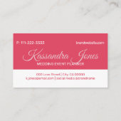 マゼンタ白色筆記ハートモノグラムイニシャル 名刺 (裏面)