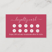 マゼンタ白色QRコードフォト事業ロイヤリティカード 名刺 (正面)