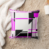 マゼンタ白黒薄紫幾何学模様 クッション (ブランケット)