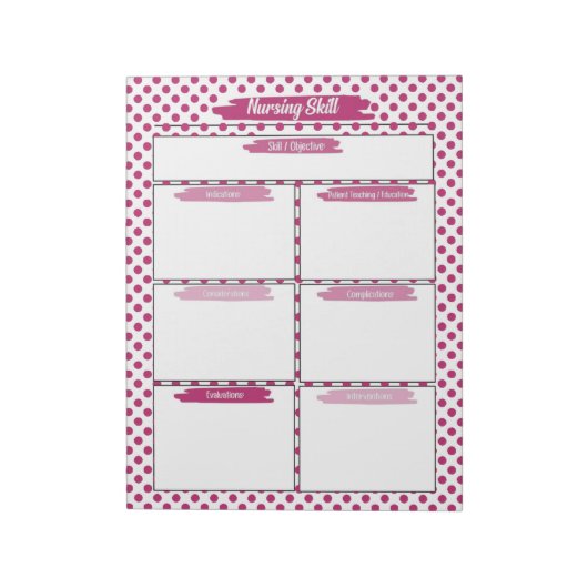 マゼンタ看護学生スキルテンプレート ノートパッド (回転)