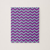 マゼンタ箔およびティール(緑がかった色)ジグザグパターン ジグソーパズル (縦)