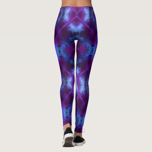 マゼンタ紫と青のタイ染料レギンス レギンス (裏面)