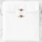 マゼンタ紫の水カラーフローラスワッグラベル ラウンドシール (バッグ)