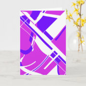 マゼンタ紫の白の傾斜したジオメトはっきりしたリ図形 カード (黄色い花)