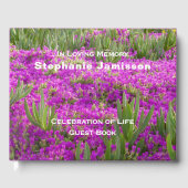 マゼンタ紫の花、フローラのお祝い ゲストブック (正面)