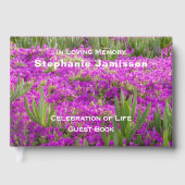 マゼンタ紫の花、フローラのお祝い ゲストブック (正面)