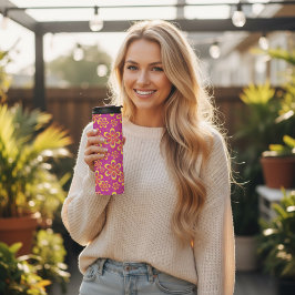 マゼンタ紫色の花シームレスパターン タンブラー