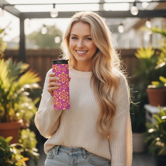 マゼンタ紫色の花シームレスパターン タンブラー