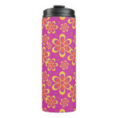 マゼンタ紫色の花シームレスパターン タンブラー (正面)