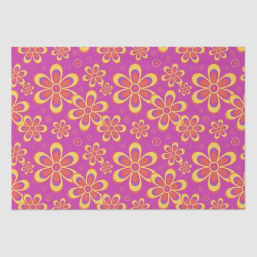 マゼンタ紫色の花シームレスパターン 薄葉紙 (正面)