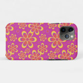マゼンタ紫色の黄色い溝状の花のパターン Case-Mate iPhoneケース (裏面(横))