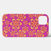 マゼンタ紫色の黄色い溝状の花のパターン Case-Mate iPhoneケース (裏面 (横))