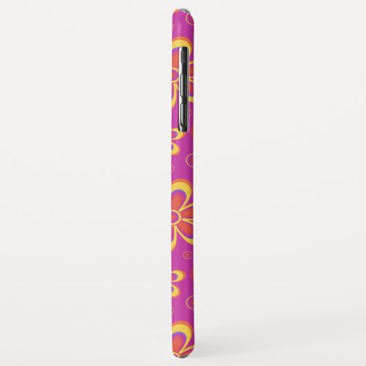 マゼンタ紫色の黄色い溝状の花のパターン Case-Mate iPhoneケース (裏面/左)