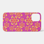 マゼンタ紫色の黄色い溝状の花のパターン Case-Mate iPhoneケース (裏面 (横))