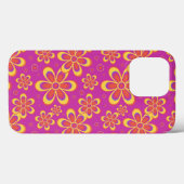 マゼンタ紫色の黄色い溝状の花のパターン Case-Mate iPhoneケース (裏面 (横))