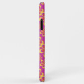 マゼンタ紫色の黄色い溝状の花のパターン Case-Mate iPhoneケース (裏面/右)