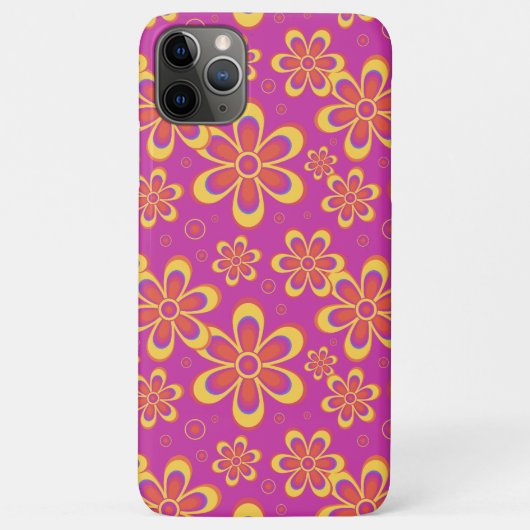 マゼンタ紫色の黄色い溝状の花のパターン Case-Mate iPhoneケース (裏面)