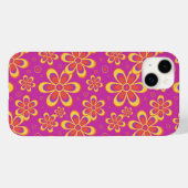マゼンタ紫色の黄色い溝状の花のパターン Case-Mate iPhoneケース (裏面 (横))