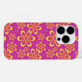 マゼンタ紫色の黄色い溝状の花のパターン Case-Mate iPhoneケース (裏面 (横))