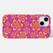 マゼンタ紫色の黄色い溝状の花のパターン Case-Mate iPhoneケース (裏面 (横))