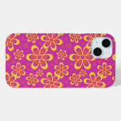 マゼンタ紫色の黄色い溝状の花のパターン Case-Mate iPhoneケース (裏面 (横))